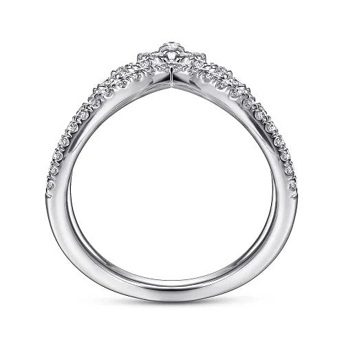 14K White Gold Diamond Chevron Ring