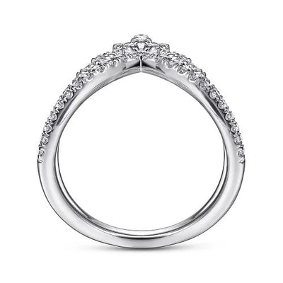 14K White Gold Diamond Chevron Ring