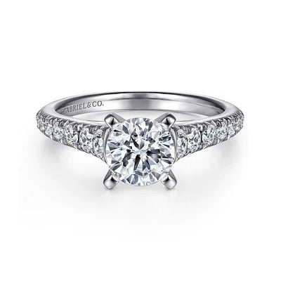 14K White Gold Round Diamond Engagement Ring