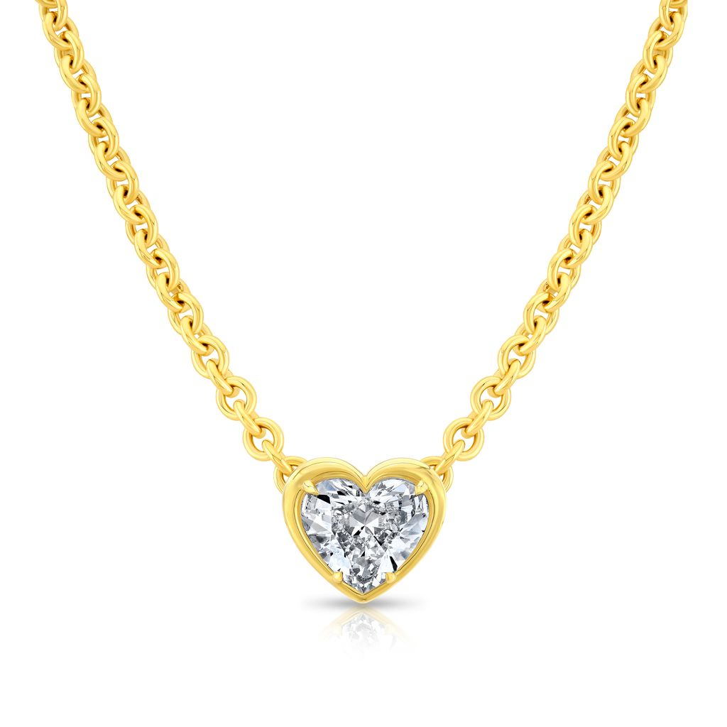 18K Yellow Gold 2.01 Carat Diamond Heart Pendant on 16" Chain