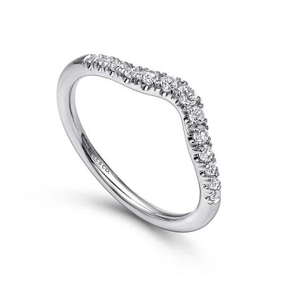Chambery - Curved 14K White Gold French Pave Diamond Wedding Band