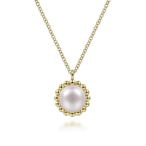 14K Yellow Gold Bujukan Pearl Pendant Necklace