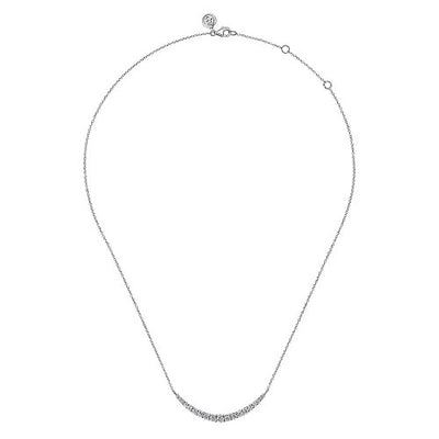 14K White Gold Prong Set Diamond Bar Necklace