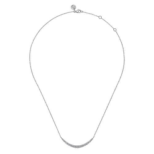 14K White Gold Prong Set Diamond Bar Necklace