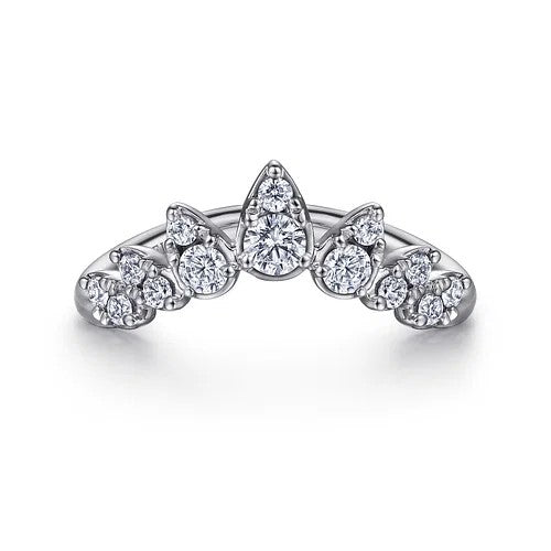 14K White Gold Diamond Chevron Ring