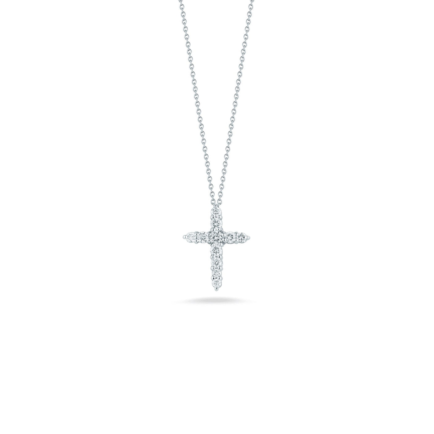 18K WHITE GOLD TINY TREASURES DIAMOND TAPERED CROSS NECKLACE
