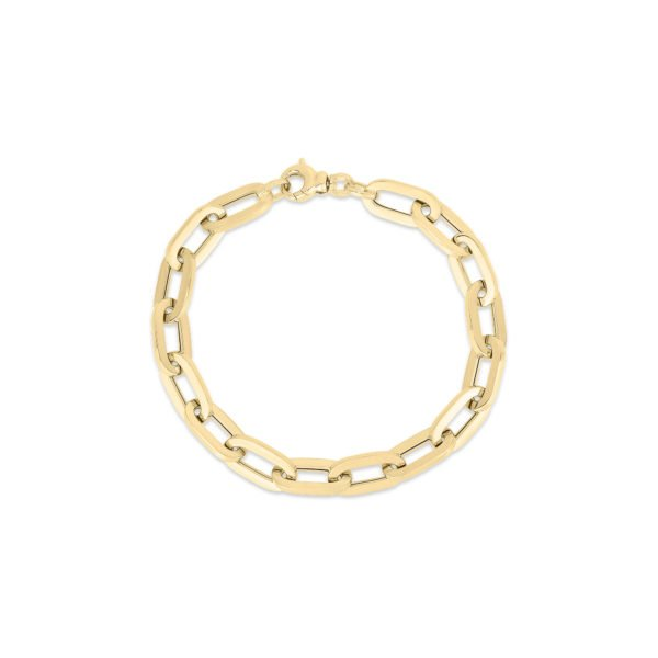 18K YELLOW DESIGNER GOLD HEAVY GAUGE PAPERCLIP LINK BRACELET