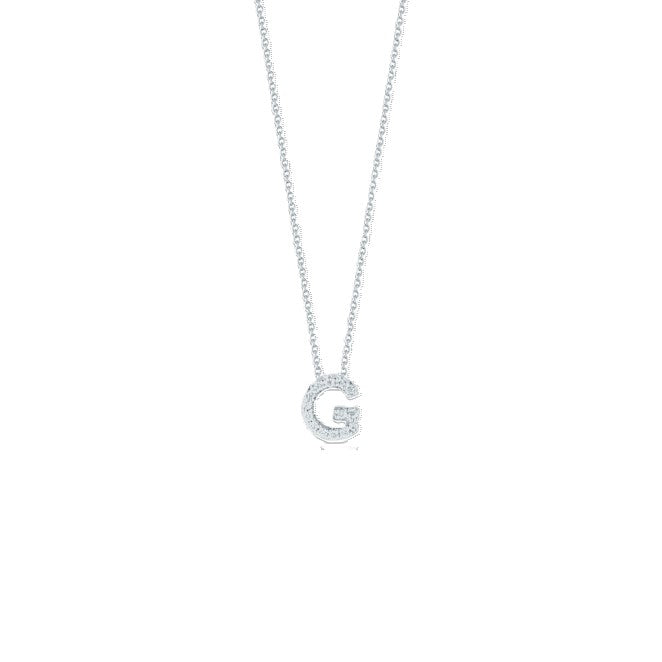 18K WHITE GOLD TINY TREASURES DIAMOND LOVE LETTER “G” NECKLACE