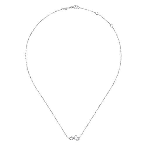 14K White Gold Diamond Infinity Heart Pendant Necklace