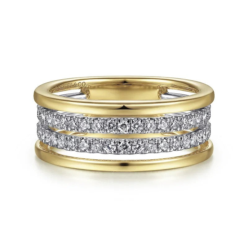 14K White-Yellow Gold Diamond Easy Stackable Ring