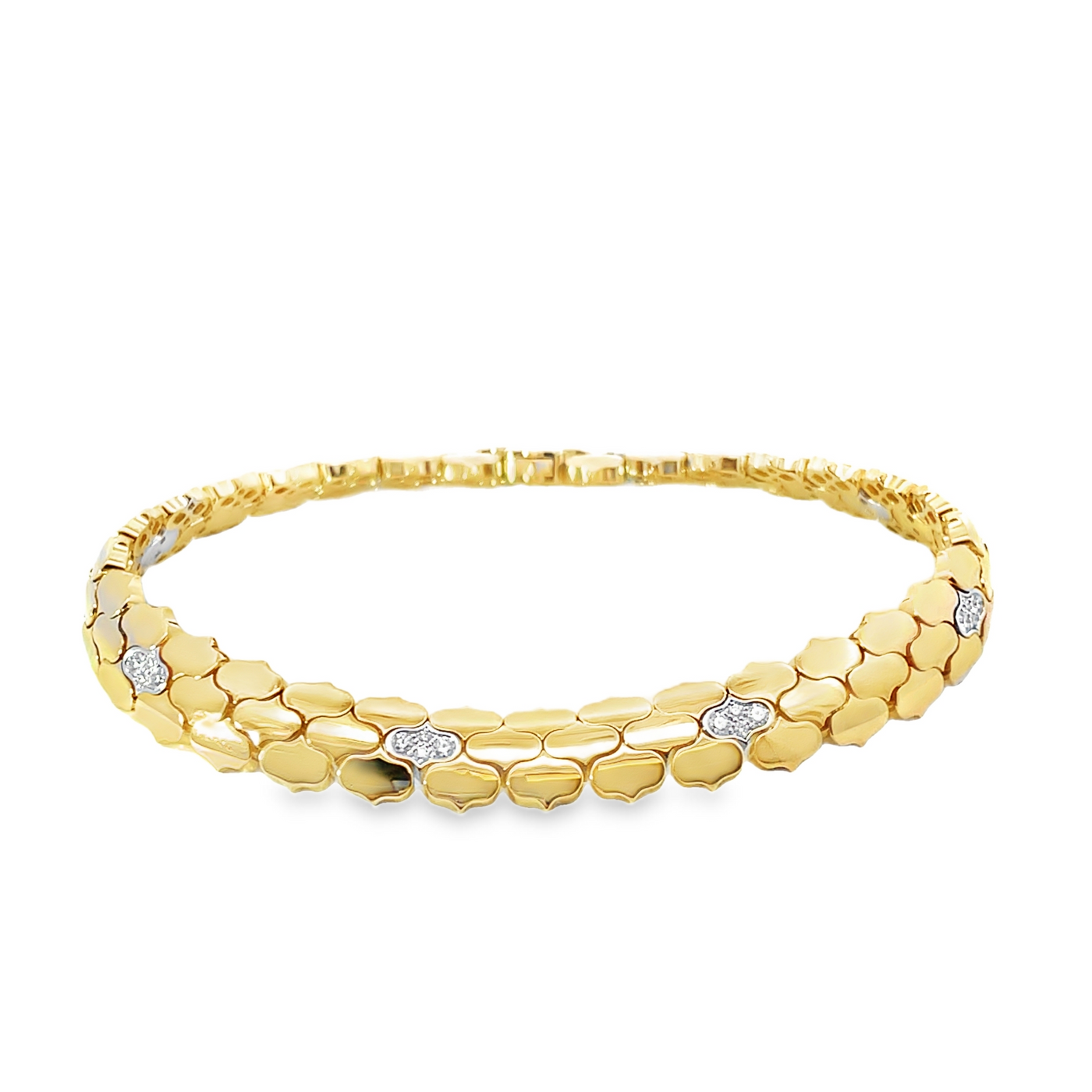 18K White & Yellow Gold Diamond Cobra Flex Bracelet