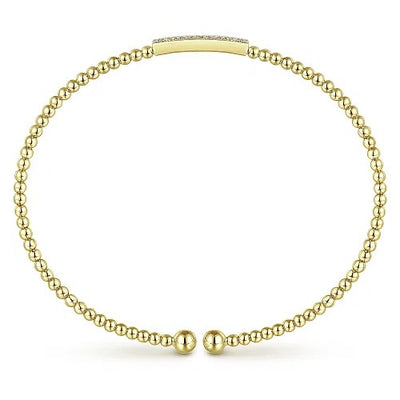 14K Yellow Gold Bujukan Bead Cuff Bracelet with 0.13cttw Diamonds