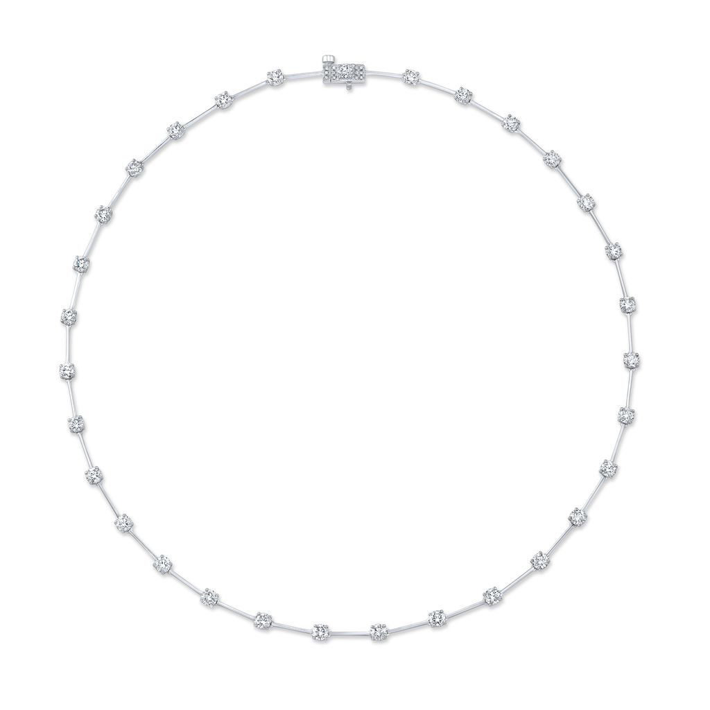 18K White Gold 4.97 Carat Diamond Bar Necklace 15.75"