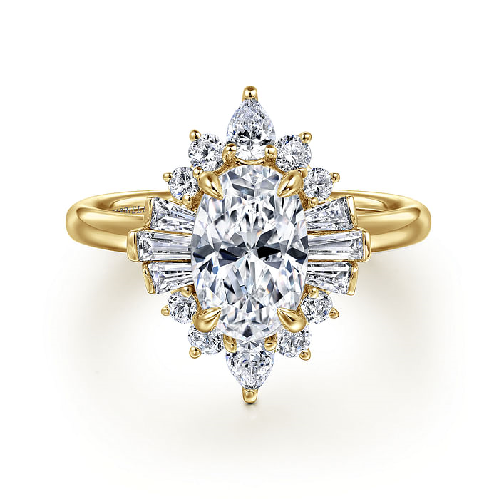 Emarie - 14K Yellow Gold Oval Halo Diamond Engagement Ring (Setting Only)