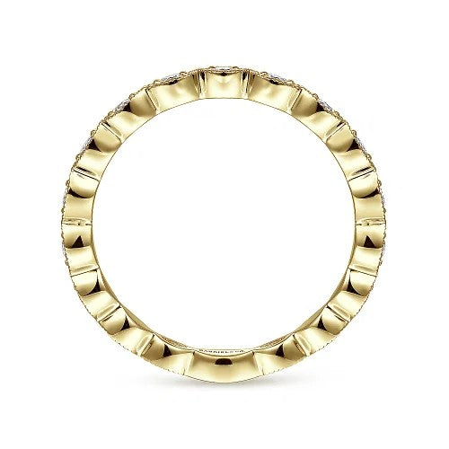 14K Yellow Gold Marquise Station Diamond Stackable Ring