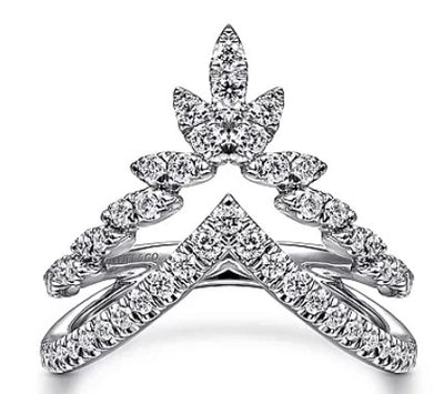 14K White Gold Diamond Chevron Ring
