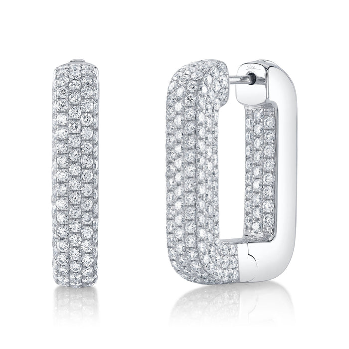 2.11CT DIAMOND PAVE RECTANGLE HOOP EARRING