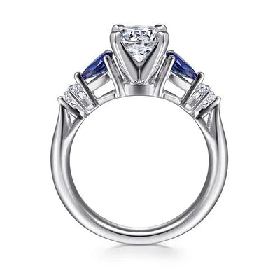 Carrie - 14K White Gold Round Five Stone Sapphire and Diamond Engagement Ring (Setting Only)