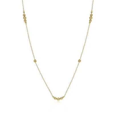 28 inch 14K Yellow Gold Graduating Bujukan Bead Station Necklace