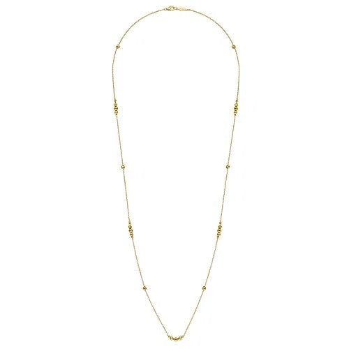 28 inch 14K Yellow Gold Graduating Bujukan Bead Station Necklace