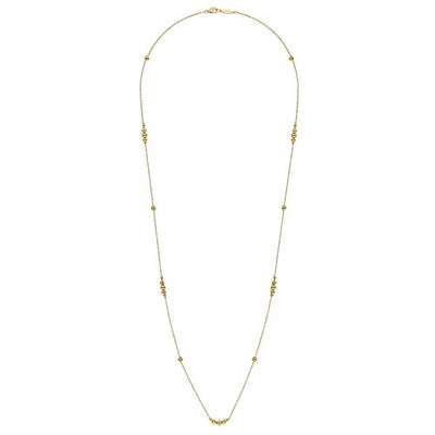 28 inch 14K Yellow Gold Graduating Bujukan Bead Station Necklace