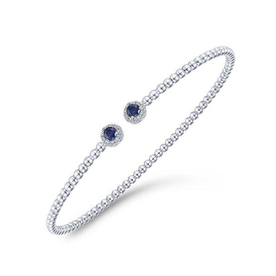 14K White Gold Diamond and Sapphire Fashion Bangle