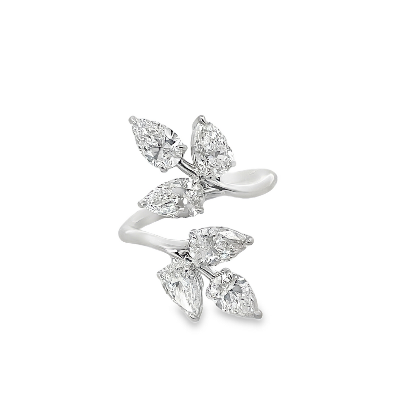 18K White Gold Diamond Bypass Ring