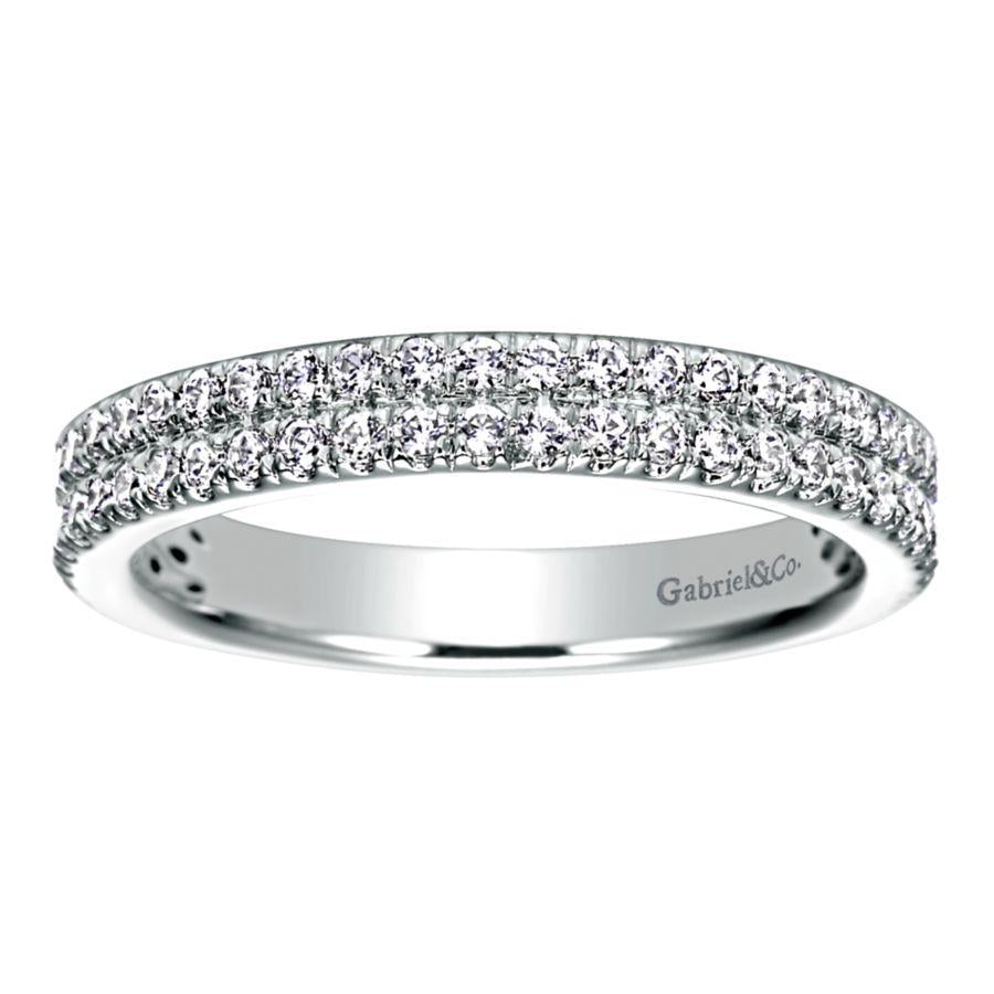 14K White Gold French Pave Diamond Wedding Band