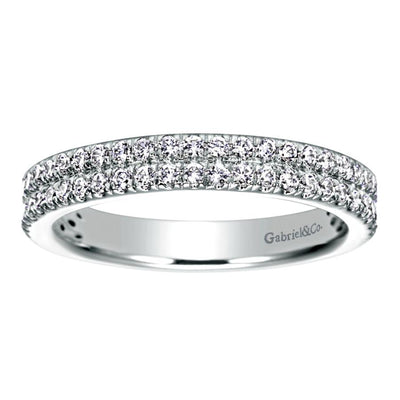 14K White Gold French Pave Diamond Wedding Band
