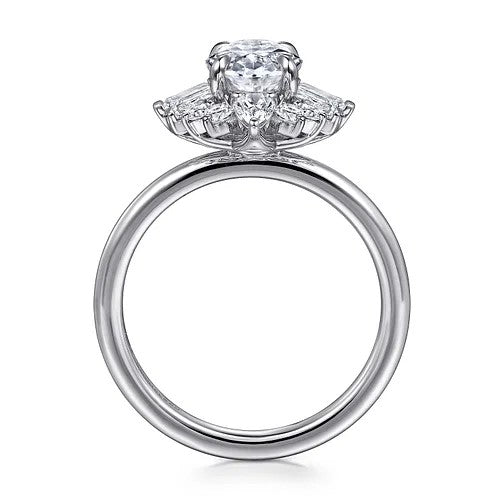Emarie - 14K White Gold Oval Halo Diamond Engagement Ring (Setting Only)