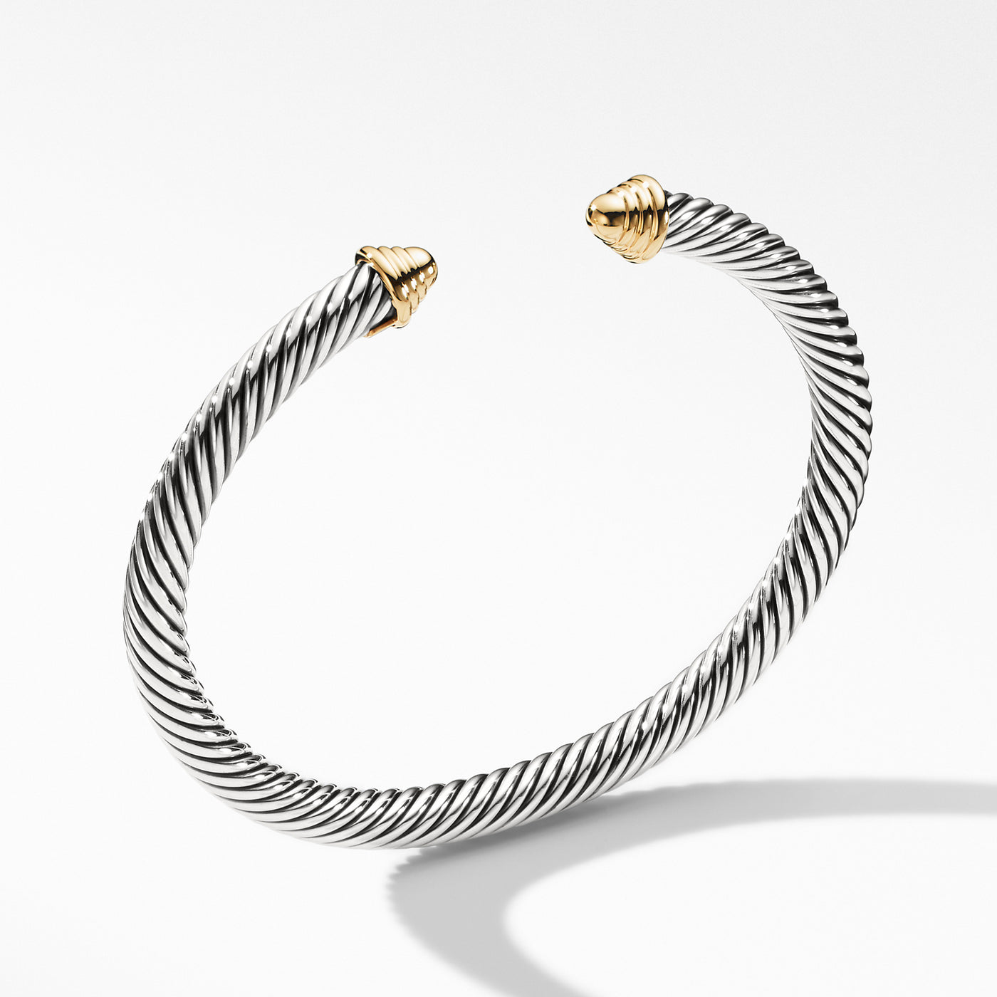 Classic Cable Bracelet in Sterling Silver with 14K Yellow Gold Domes\, 5mm