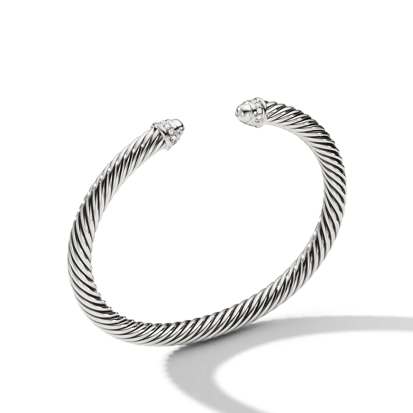 Classic Cable Bracelet in Sterling Silver with Diamonds\, 5mm