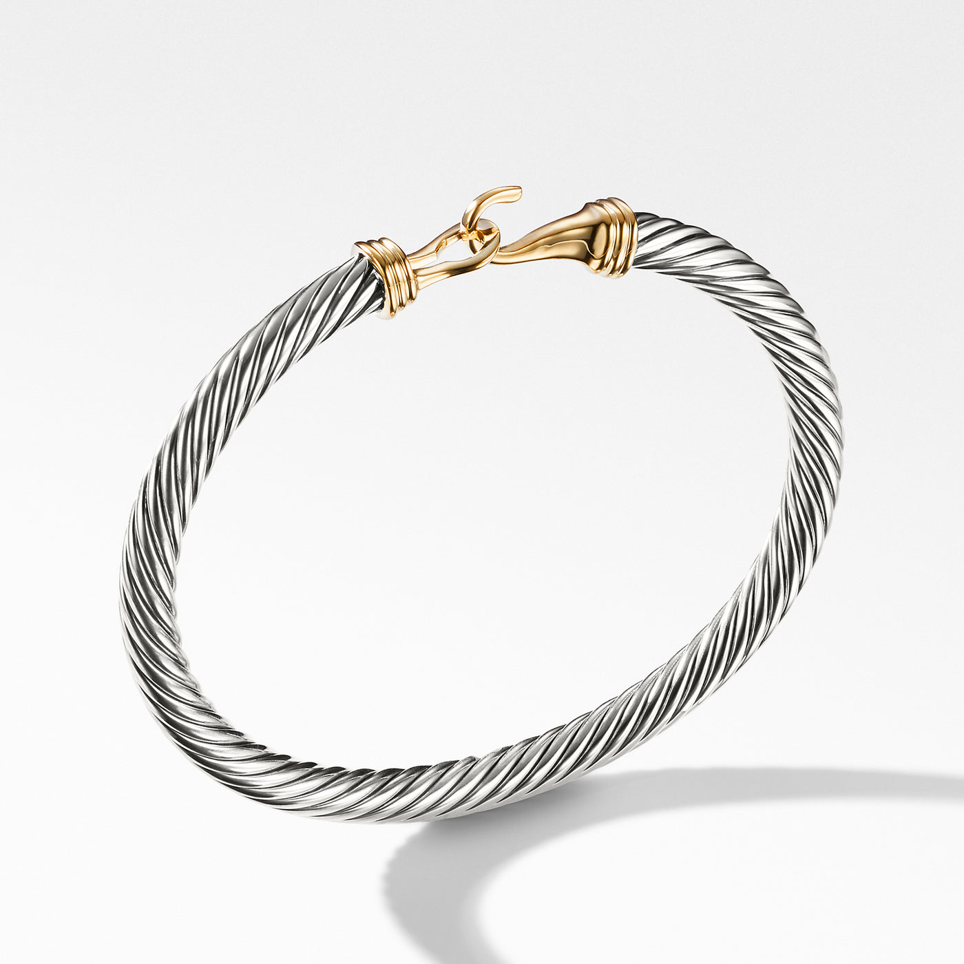 Buckle Classic Cable Bracelet in Sterling Silver with 14K Yellow Gold\, 5mm