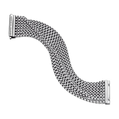 Box Chain Eight Row Bracelet in Sterling Silver, 28mm