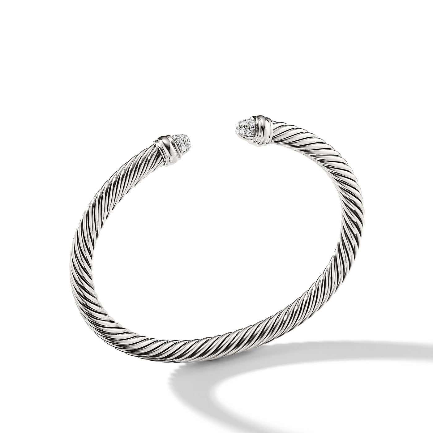 Classic Cable Bracelet in Sterling Silver with Pavé Diamond Domes\, 5mm