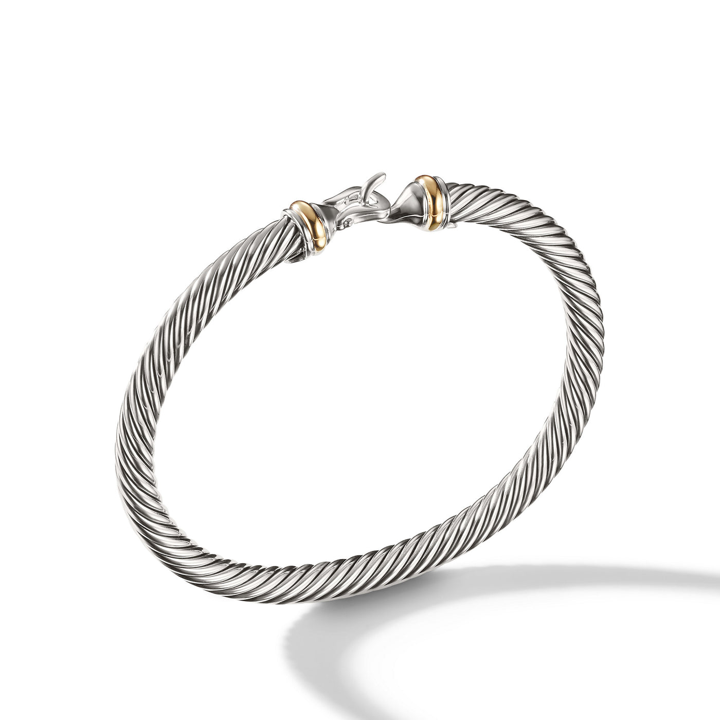 Buckle Classic Cable Bracelet in Sterling Silver with 18K Yellow Gold\, 5mm