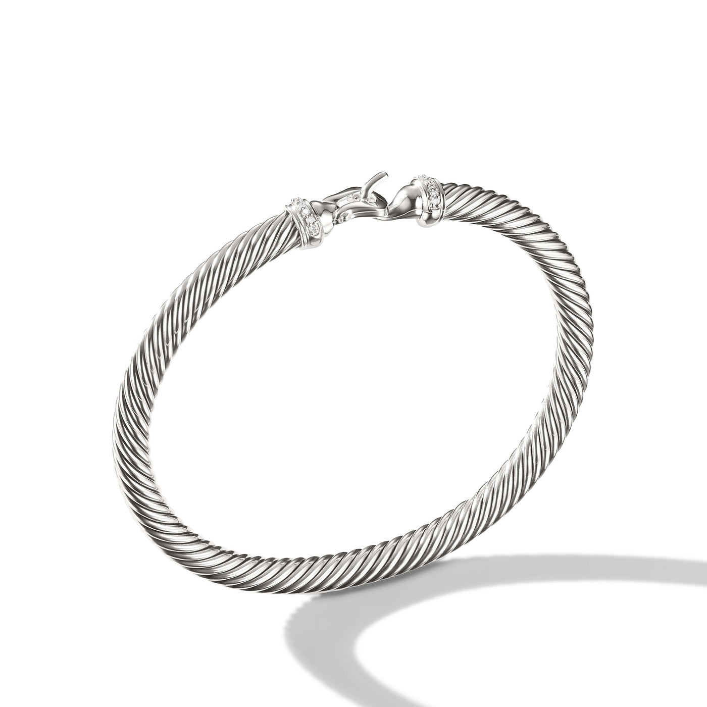 Buckle Classic Cable Bracelet in Sterling Silver with Diamonds\, 5mm
