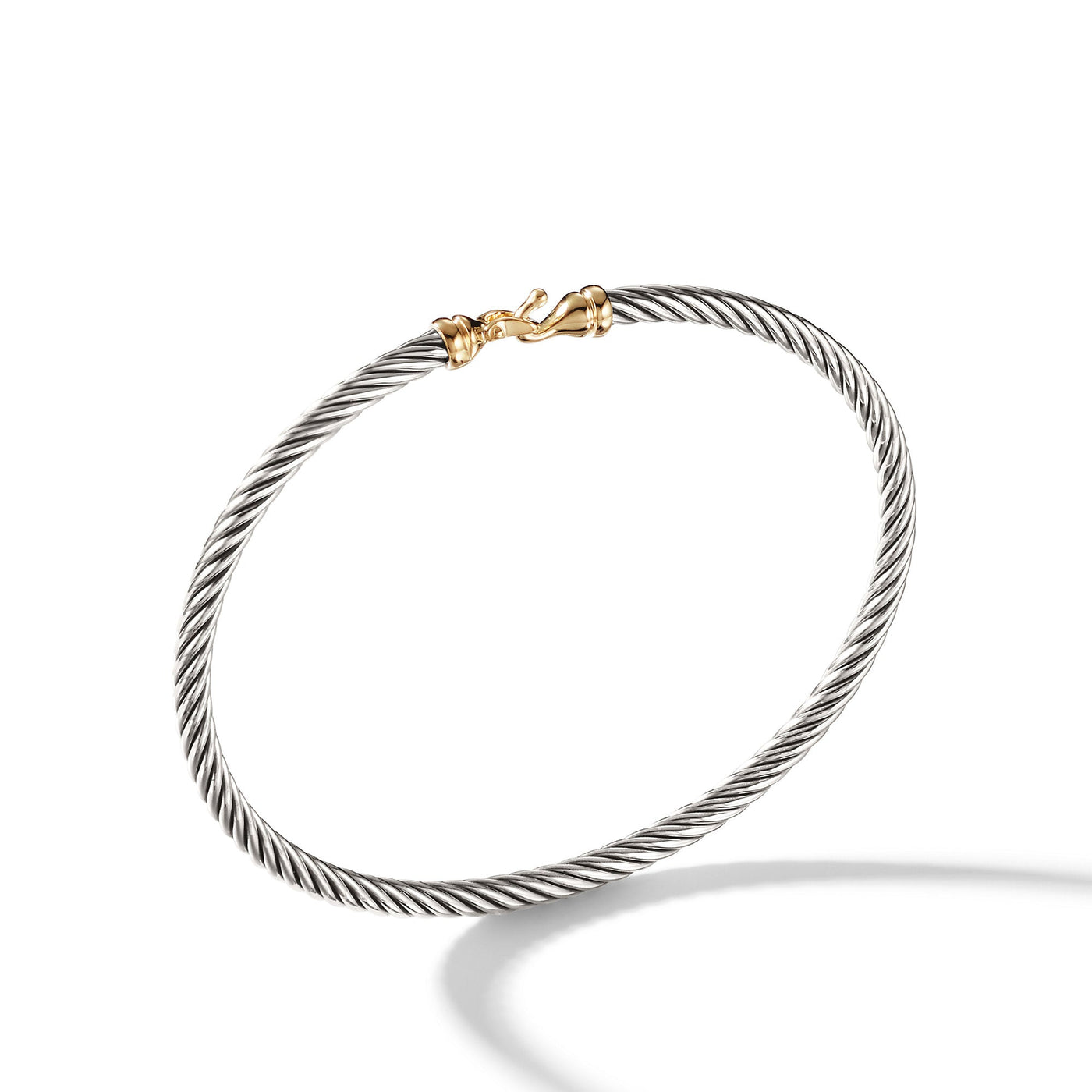 Buckle Classic Cable Bracelet in Sterling Silver with 18K Yellow Gold\, 3mm