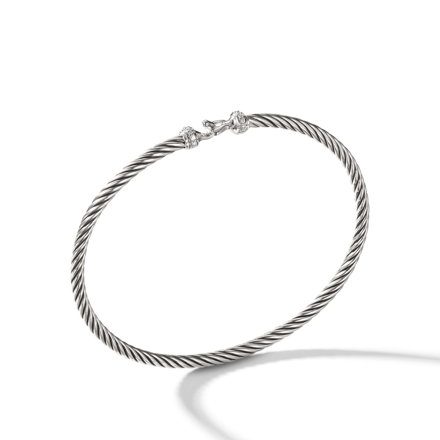 Buckle Classic Cable Bracelet in Sterling Silver with Diamonds\, 3mm