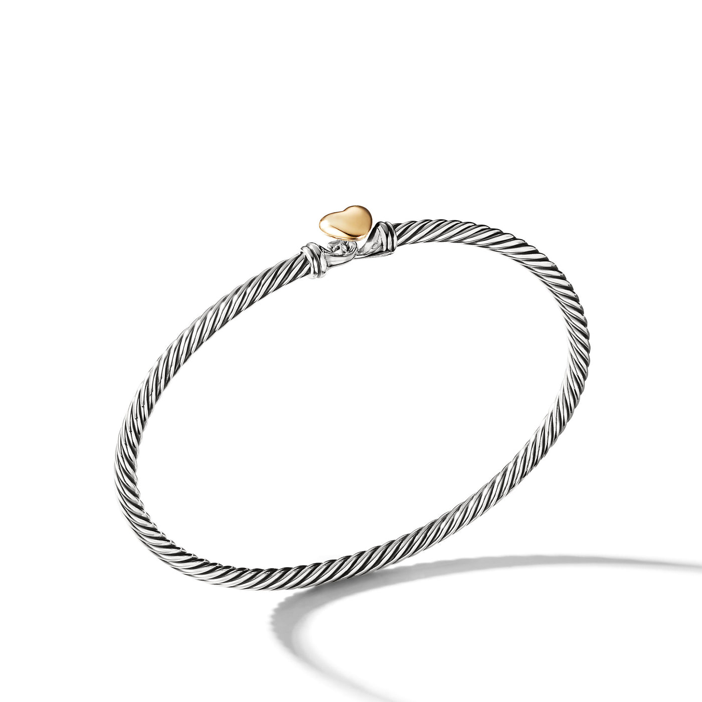 Cable Collectibles® Heart Bracelet in Sterling Silver with 18K Yellow Gold\, 3mm