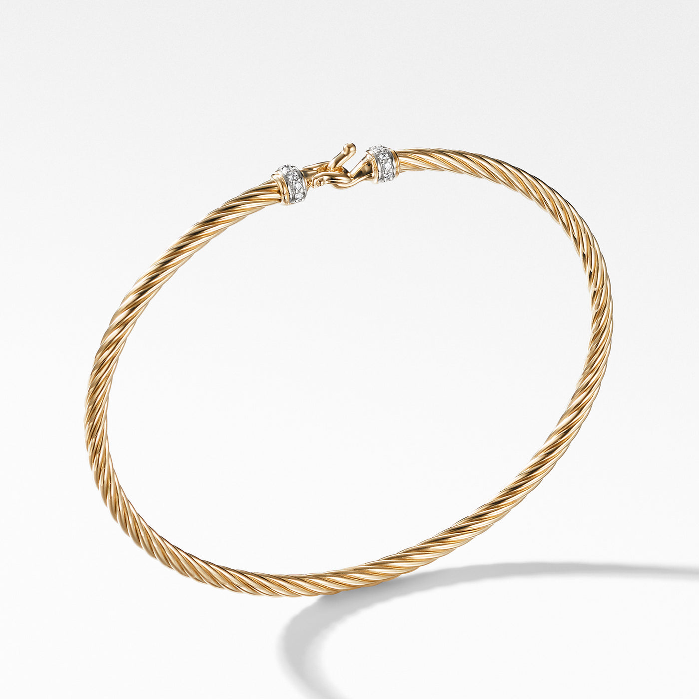 Buckle Classic Cable Bracelet in 18K Yellow Gold with Diamonds\, 2.6mm