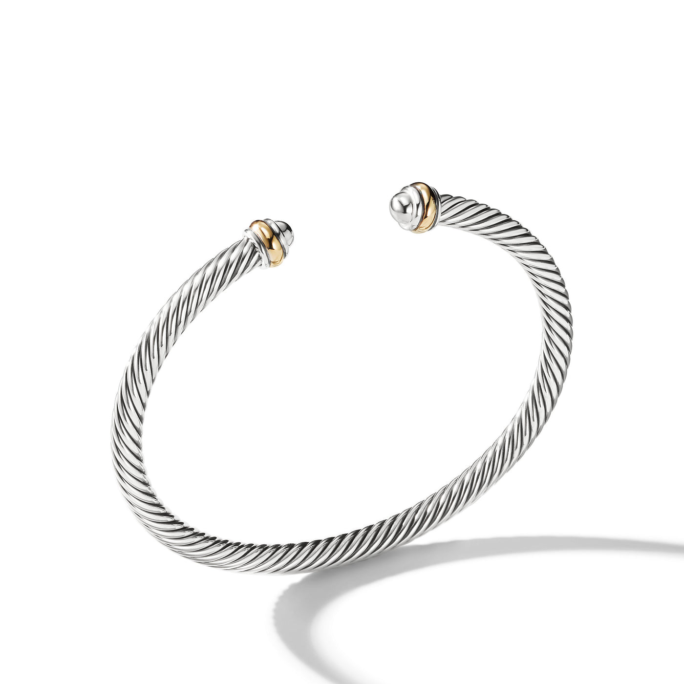 Classic Cable Bracelet in Sterling Silver with 18K Yellow Gold\, 4mm