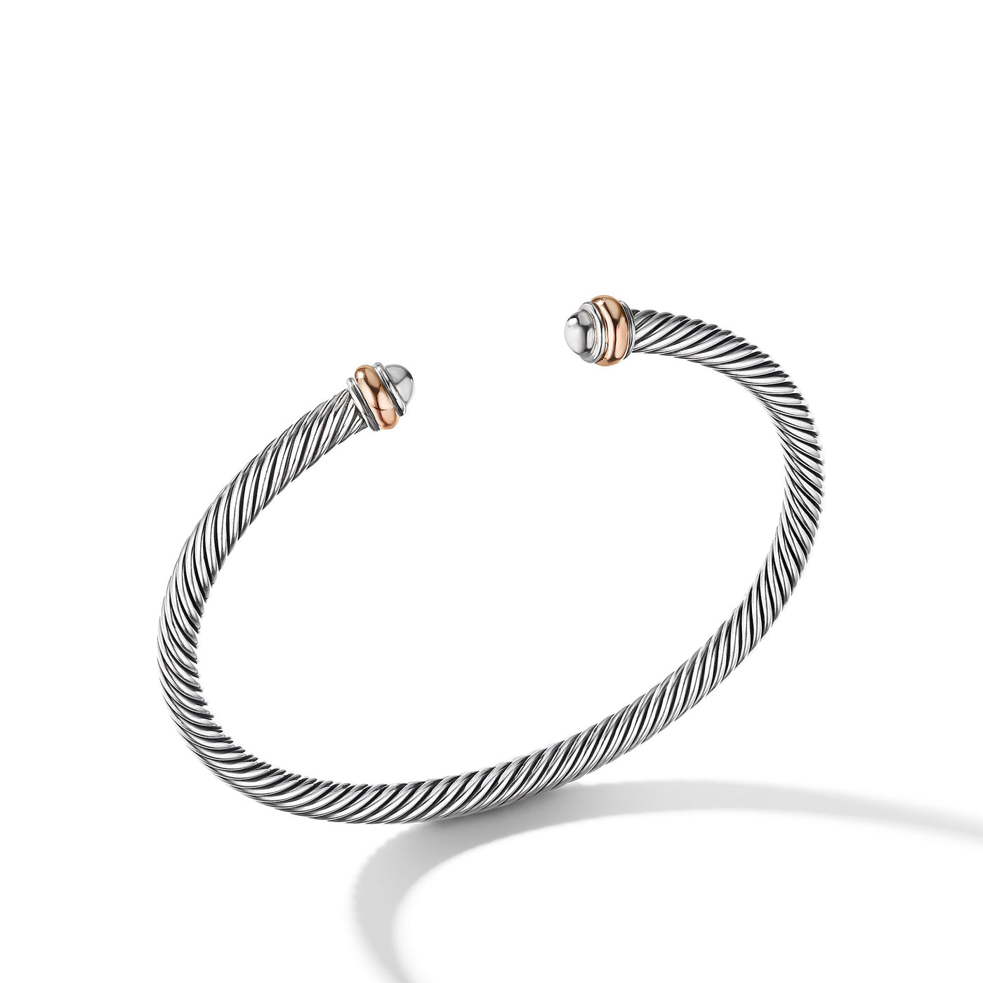 Classic Cable Bracelet in Sterling Silver with 18K Rose Gold\, 4mm