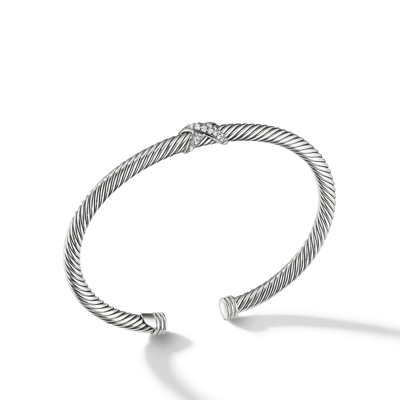 X Classic Cable Station Bracelet in Sterling Silver with Diamonds\, 4mm