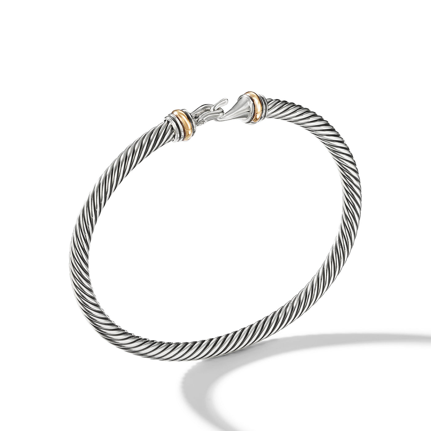 Buckle Classic Cable Bracelet in Sterling Silver with 18K Yellow Gold\, 4mm