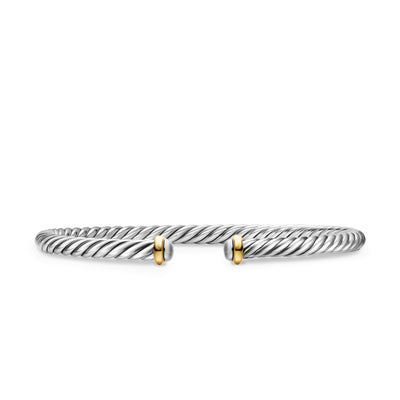 Cable Flex® Bracelet in Sterling Silver with 14K Yellow Gold, 4mm