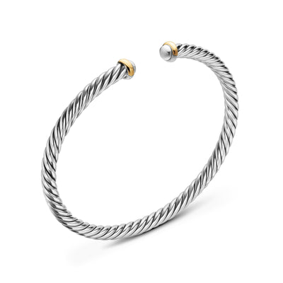 Cable Flex® Bracelet in Sterling Silver with 14K Yellow Gold, 4mm