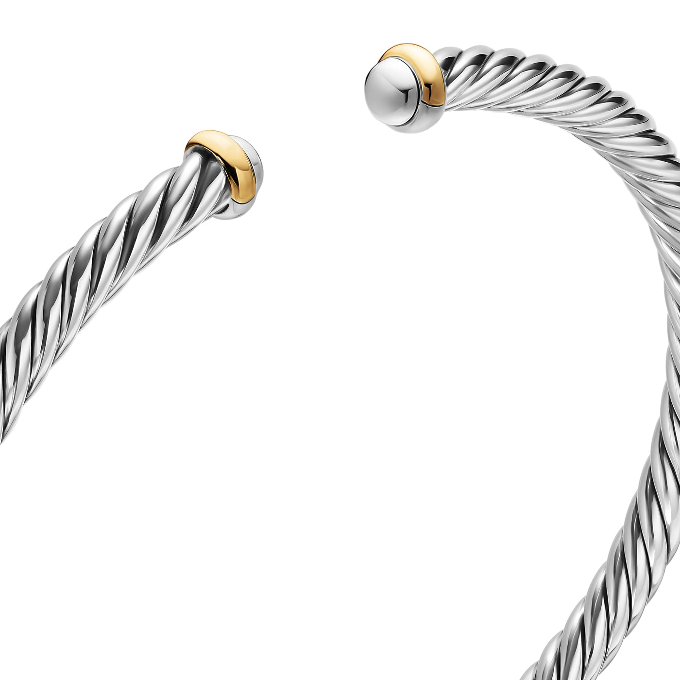 Cable Flex® Bracelet in Sterling Silver with 14K Yellow Gold, 4mm