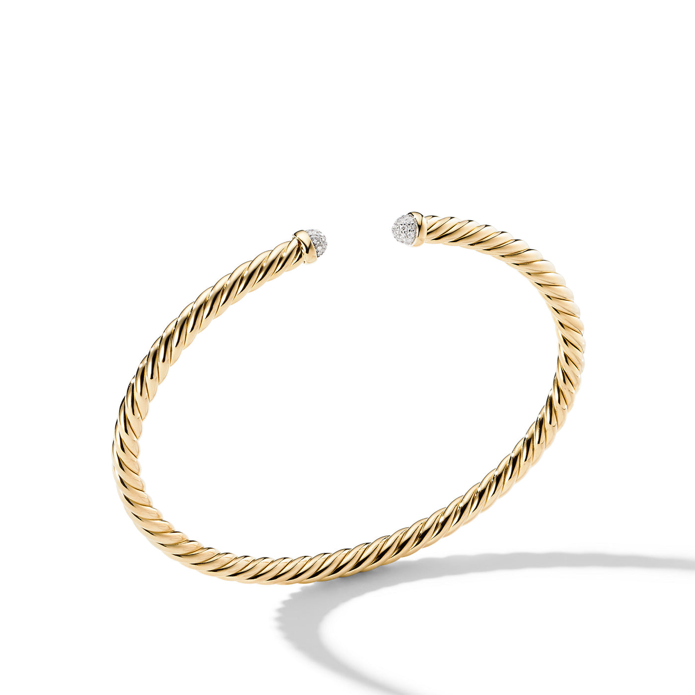 Modern Cablespira® Bracelet in 18K Yellow Gold with Diamonds\, 4mm