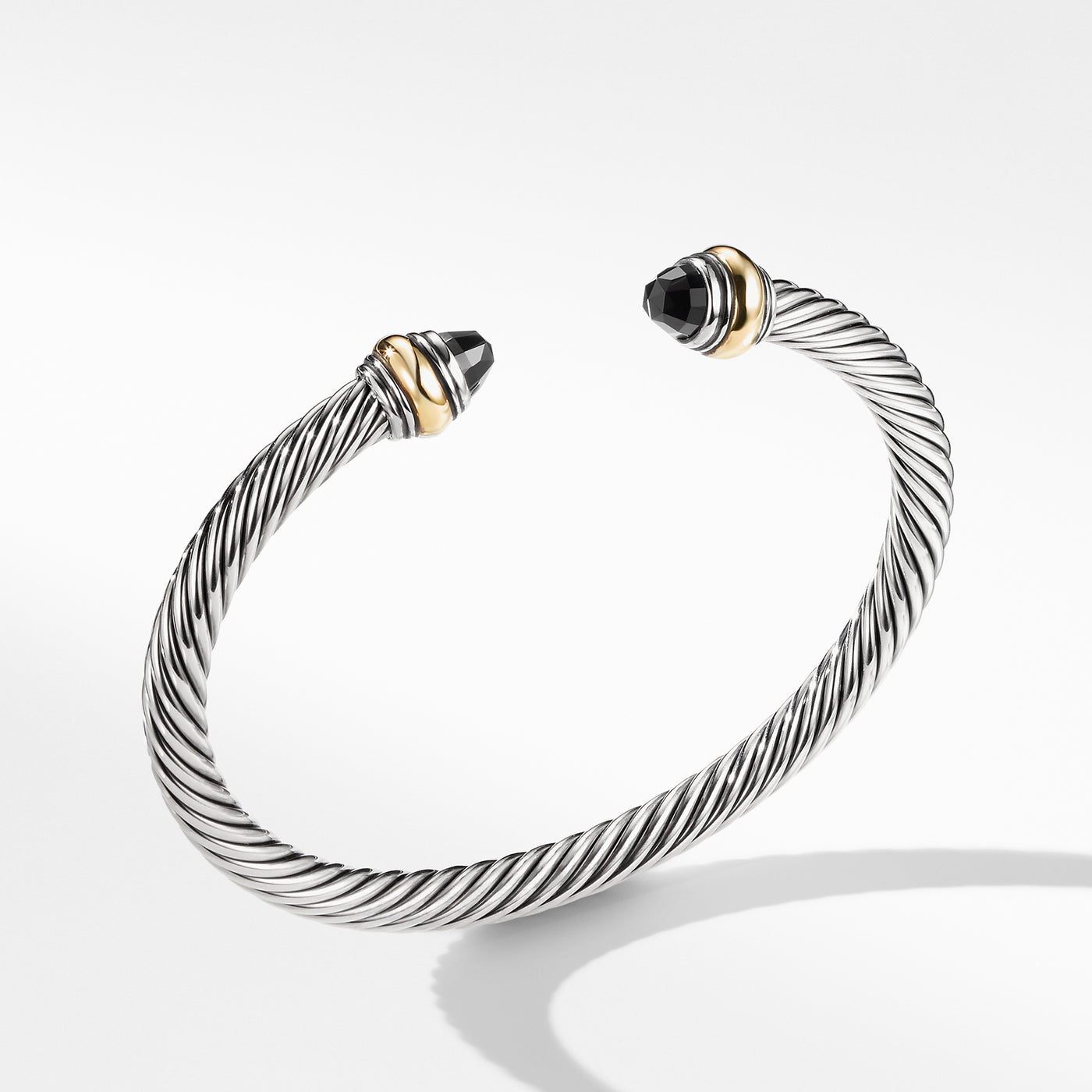 Classic Cable Bracelet in Sterling Silver with 14K Yellow Gold and Black Onyx\, 5mm
